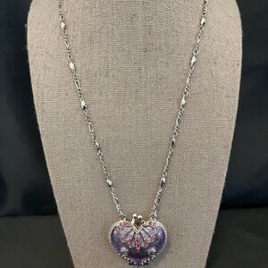 Elegant Silver and Purple Heart Pendant/Locket Necklace by Volm